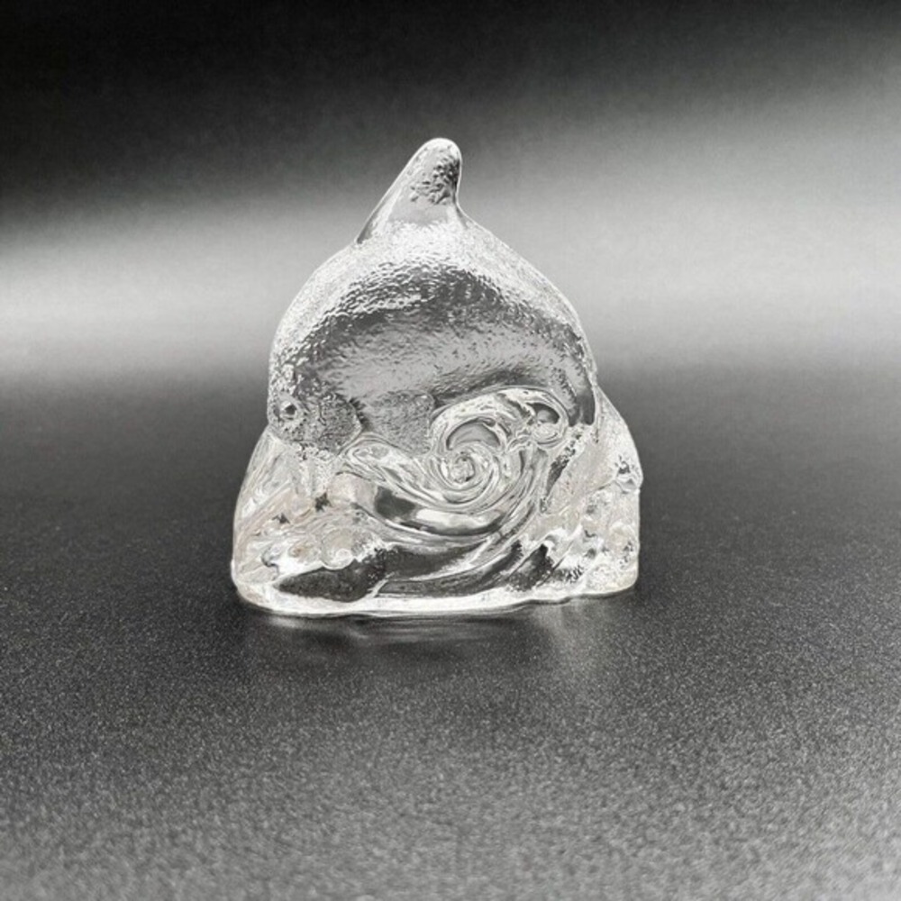 PartyLite Dolphin on Wave Tealight‎ Holder | Clear Glass Ocean Candle Votive